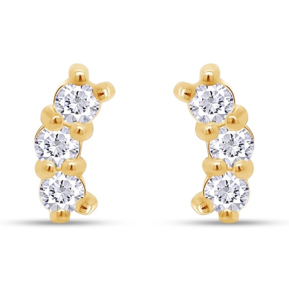 14k Triple Diamond Earrings - Picture 7 of 10